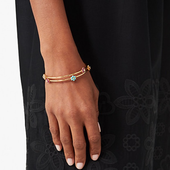 $78 Kate Spade Myosotis Flower Bangle Bracelet Set of 2 - Picture 2 of 6